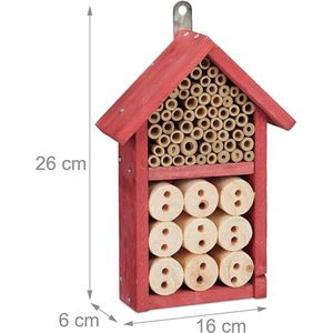 insectenhotel / Design insectenhotel met natuurlijke materiaal - Voor bijen, lieveheersbeestjes en vlinders - Om op te hangen 26 x 16 x 6 cm