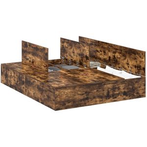 vidaXL - Opbergbedframe - Gerookt - Eiken - 160x200 - cm