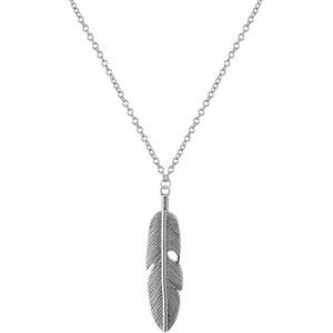 Lumici® | Feather Ketting - Veer Ketting - Feather Necklace - Wol - Veertje - Natuur - Bos - Blaadje - Cadeau Voor Vrouwen - Moederdag Cadeau - Valentijn - Liefde - Verrassing - Zilver