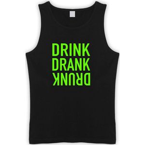 Zwarte Tanktop met “ Drink. Drank, Drunk “ print Groen  Size XL