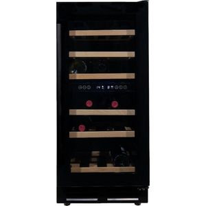 Vinata Premium Wijnklimaatkast Martino - Vrijstaand en Onderbouw - Zwart - 30 flessen - 84.6 x 38 x 58.5 cm - Glazen deur
