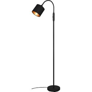 LED Vloerlamp - Torna Torry - E14 Fitting - 1-lichts - Rond - Mat Zwart/Goud - Aluminium - Max. 40W