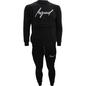 Joggingpak sweater Heren/Dames signature line zwart 110