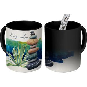 Magische Mok - Foto op Warmte Mokken - Koffiemok - Stenen - Planten - Zee - Waterverf - Magic Mok - Beker - 350 ML - Theemok