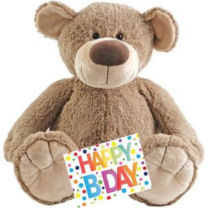 Pluche Knuffel Happy Horse Knuffelbeer 70 cm met A5-formaat Happy Birthday Wenskaart