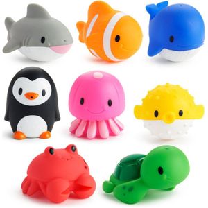 Munchkin Badspeelgoed Voor Baby's - Oceaanvormige Baddiertjes die Spuiten! - Badspuiters - Per 8 Stuks - Vanaf 9 Maanden