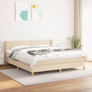 The Living Store Boxspringbed - Luxe - Bed - 203 x 183 x 78/88 cm - Crème - Comfortabele ondersteuning