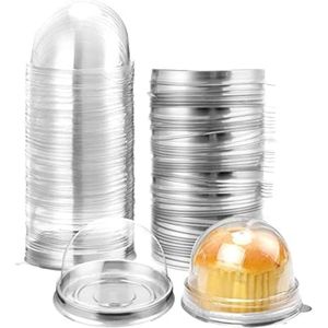 Selbro ® Mini-taartdozen, cupcake-bakjes, mooncake-dozen, muffinschalen, koepel-muffins enkele cupcake, verjaardag, bruiloftsfeest (zilver, 50 stuks)