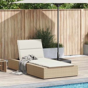vidaXL Ligbed met zwevend kussen poly rattan beige - Ligbed - Ligbedden - Tuinstoel - Relaxstoel
