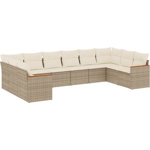 vidaXL Loungeset - 10-delig - Poly Rattan - Beige Loungeset - Tuinset - Lounge Set - Buitendecoratie - Tuinmeubels