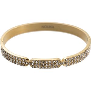 Nouka Dames Armband – Goud Gekleurde Bangle - Ingelegd met Steentjes - Stainless Steel – Cadeau voor Vrouwen