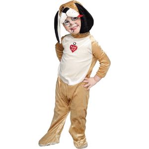 PartyXplosion - Hond & Dalmatier Kostuum - Puppy Love Snuf Kind Kostuum - Bruin, Wit / Beige - Maat 92 - Carnavalskleding - Verkleedkleding