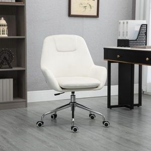 Bureau stoel stoel stoel zwenkstoel met rollenhoogte verstelbaar met fluwelen optica ergonomische crème