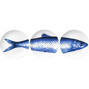 Heinen Delfts Blauw | Borden met Vis (3 stuks) | Ø 26,5 cm