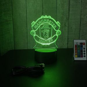 Klarigo®️ Nachtlamp – 3D LED Lamp Illusie – 16 Kleuren – Bureaulamp – Manchester United - Voetbal – Nachtlampje Kinderen – Creative lamp - Afstandsbediening