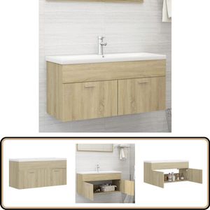 vidaXL Wastafelkast - Sonoma Eiken - 100 cm - Inbouw Wasbak - Wastafelkast - Badkamerspiegel - Badkameraccessoires - Sanitair