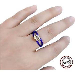 Soraro Tricolor Ring | Blauw | 18K Goldplated | Soraro Ringen | Cadeau voor haar | verjaardag vrouw | Vaderdag | Vaderdag Cadeau