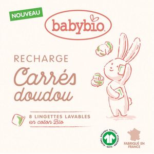 Babybio Vierkante Doudou Navulling 8 Wasbare Biologische Katoenen Doekjes