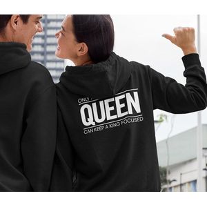 King / Queen Hoodie Only (Queen - Maat XL) | Koppel Cadeau | Valentijn Cadeautje voor hem & haar