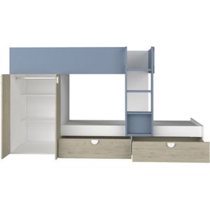 Trasman - Stapelbed Jip met kast & lades - 90x190 - Blauw