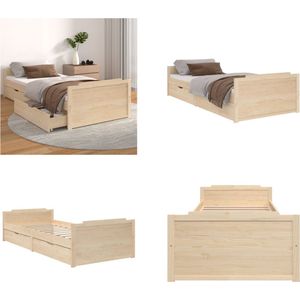 vidaXL Bedframe met lades massief grenenhout 90x200 cm - Bedframe - Bedframes - Bed - Ledikant