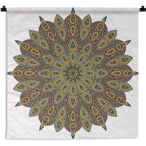 Wandkleed Mandala's - Mandala met bladvorm Wandkleed katoen 150x150 cm - Wandtapijt met foto