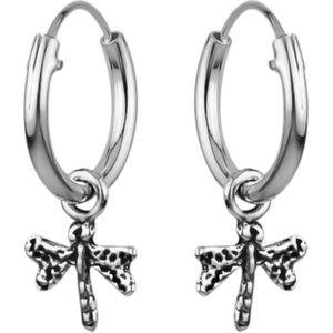 Zilveren oorbellen | Oorring met hanger | Zilveren oorringen, libelle