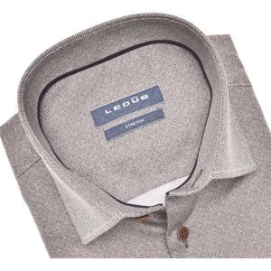 Ledub modern fit overhemd - mouwlengte 72 cm - donkerbruin - Strijkvriendelijk - Boordmaat: 40