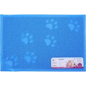 Nobleza Kattenbakmat rubber - Schoonloopmat voor kattenbak - Voerbakmat - Placemat kat - Placemat hond - Placemat Voerbak - Onderlegger kattenbak - Rechthoek - Blauw - Maat M