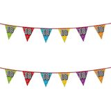 2x stuks vlaggenlijnen met glitters 10 jaar thema feestartikelen - Verjaardag versieringen - 8 meter - Plastic