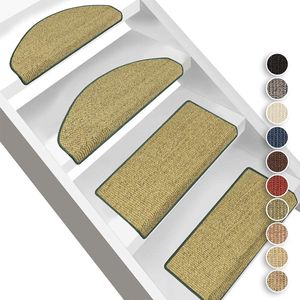 FLOORDIREKT Sisal-Trapmatten Pure Nature - Gewikkeld & Zelfklevend - 1 Stuk - 100 % Echt Sisal -In Halfrond of Rechthoekig - Groen - Rechthoekig - 23,5 x 65 cm