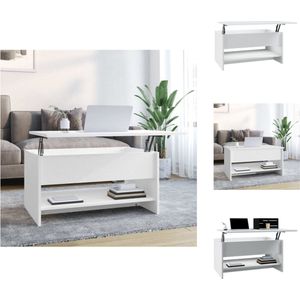 vidaXL salontafel - Modern ontwerp - Opbergruimte - Verstelbaar - Wit hout - Afmetingen- 80 x 50 x 40 cm - Tafel