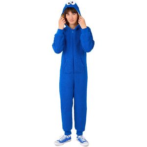 OppoSuits Cookie Monster Kids Onesie - Sesamstraat Huispak - Kinder Kleding voor Koekiemonster Outfit - Carnaval - Blauw - Maat: L - 134/140 - 146/152 - 10-12 Jaar