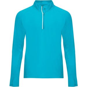 Turquoise sportshirt van technisch weefsel met raglanmouwen en halve rits, reflecterende details model Melbourne maat M