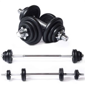 Tunturi Halter en Dumbells Gietijzer - Halterset 20 kg - Halterstang met Gewichten - Barbell Set - Schroefsluiting 30 mm - Anti Slip Grip