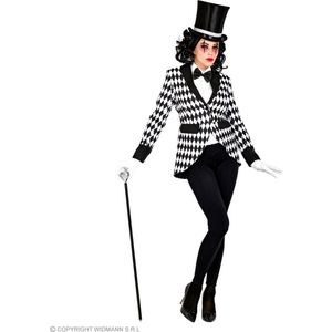 Widmann - Harlequin Kostuum - Classy Bestsy Slipjas Zwart Wit Vrouw - Zwart / Wit - XL - Carnavalskleding - Verkleedkleding