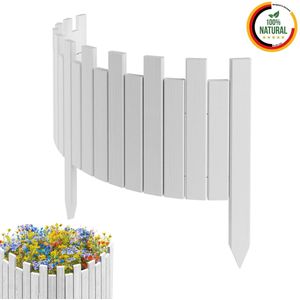 Floranica Flexibele Borderrand Gazonrand Perkrand 100 cm x 30 cm Wit Bloembedrand hout geïmpregneerd Palissade Rolboord Omheining voor tuin