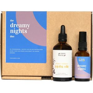 Groeikruid® gift box | The Dreamy Nights Duo | duurzaam, natuurlijk en vegan | cadeau | gift set | geschenkset mannen | geschenkset vrouwen | nachtrust | met jojoba olie