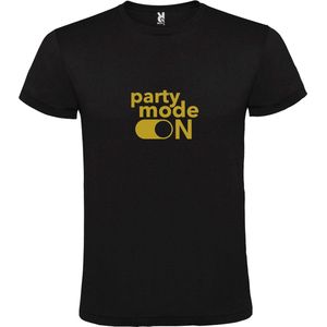 Zwart T-Shirt met “ Party Mode On “ afbeelding Goud Size XXXL