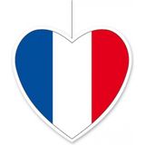 Hangdecoratie hart Frankrijk14 cm - Franse vlag EK/WK landen versiering