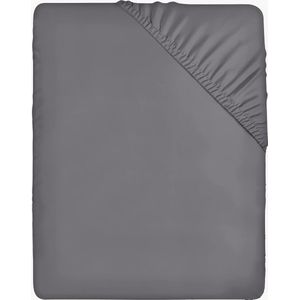 Hoeslaken 180x200cm - grijs - geborsteld polyester microvezel hoeslaken - 35 cm diepe zak