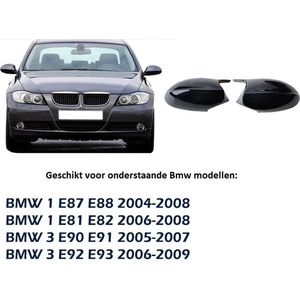 BMW 1 Serie E81 E82 E87 E88 3 Serie E90 E91 E92 E93 Hoogglans Pianolak Zwart Wing spiegel Spiegelkappen