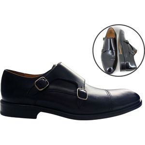 Stravers - Maat 47 Herenschoenen met Gesp Zwart Monk Straps Grote Maten Herenschoenen met Gesp