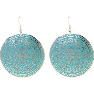 Behave Oorbel hanger rond blauw vintage 6,3 cm