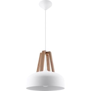 Sollux Lighting - Hanglamp CASCO wit/natuurlijk hout