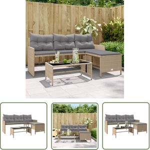 The Living Store PE-Rattan Tuinset - 3-zitsbank 170 x 120 x 72.5 cm - Gemengd beige Tuinbank - Lounge Set - Buis Meubel - Outdoor Furniture - Pe Rattan - Garden Sofa - Terasset - Zomerhuis