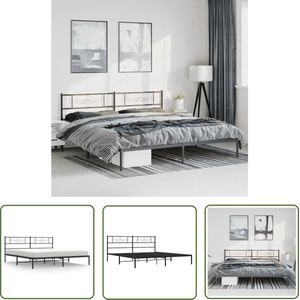 The Living Store Bedframe met hoofdbord metaal zwart 183x213 cm - Metalen Bed Frame - Klassieke Bed - Zwarte Bed - King Size Bed - Boxspring Bed