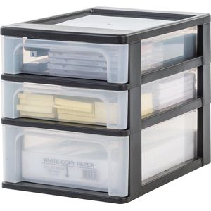 Opbergtoren organizer 3 laden voor kantoor en woonkamer - 2 x 4L + 1 x 7L - Zwart - Afmetingen: B26 x D35.5 x H295 cm