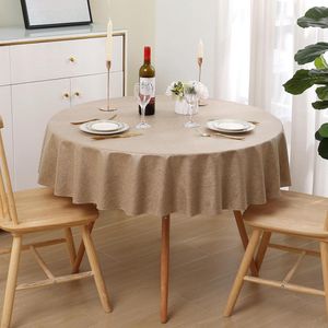 Tafelkleed rond 140cm lichtbruin - Met linnenlook tafellinnen, elegant uitstraling - waterafstotend, waterdicht, duurzaam en zachte stof, veelzijdig inzetbaar