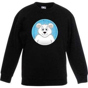 Kinder sweater zwart met vrolijke ijsbeer print - ijsberen trui - kinderkleding / kleding 98/104